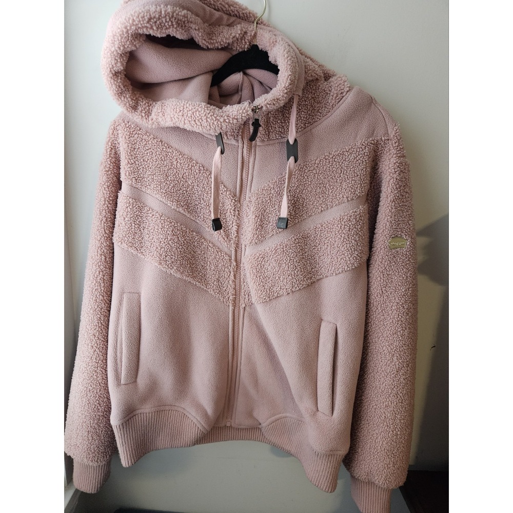 Koolaburra By UGG Fleece Sherpa Bomber Hoodie Jacket Women's M Pink Zip‎ Coat